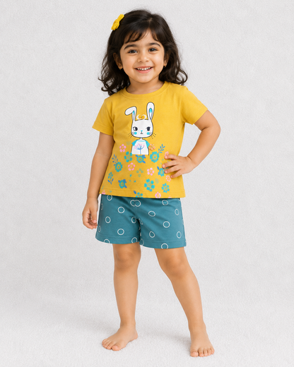 Krunchy Girl Top Short Set Yellow