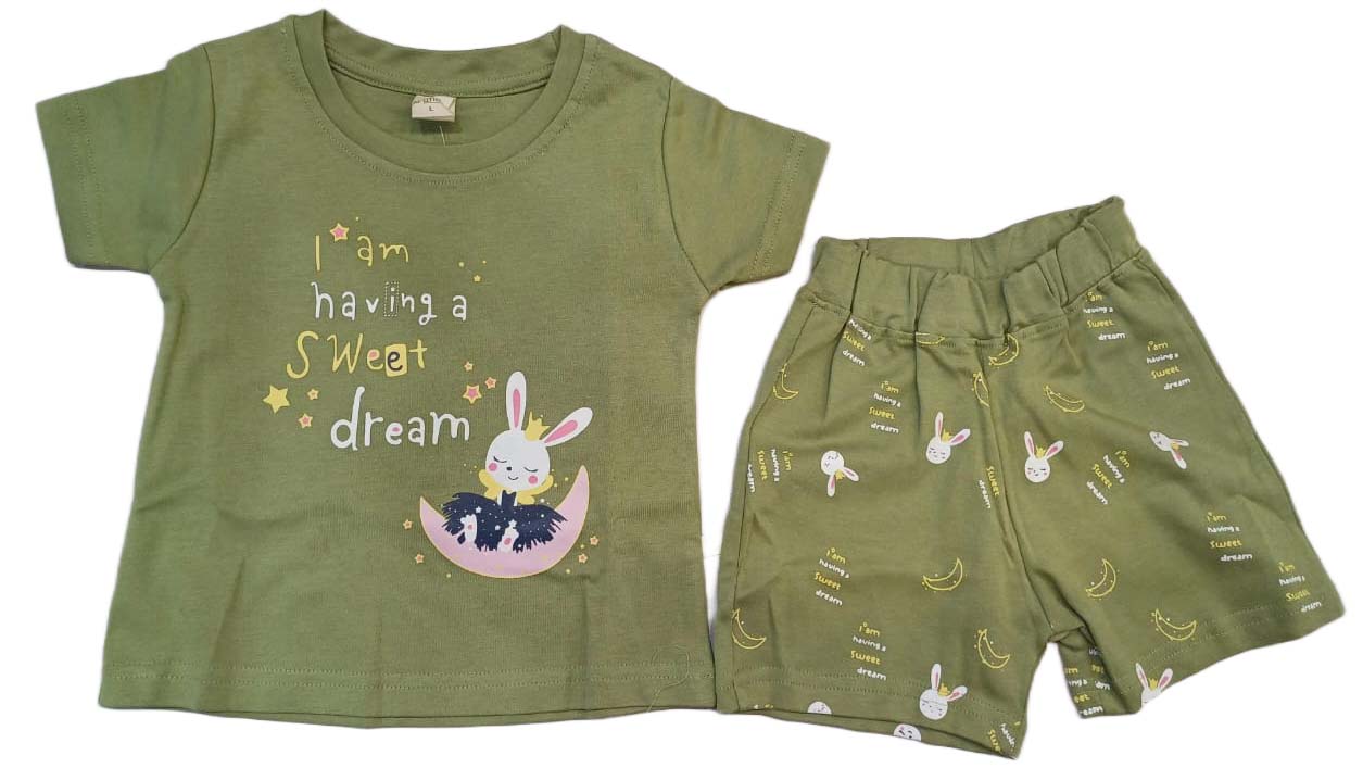 Krunchy Girl Top Short Set Green