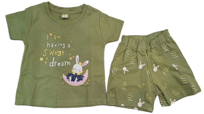 Krunchy Girl Top Short Set Green