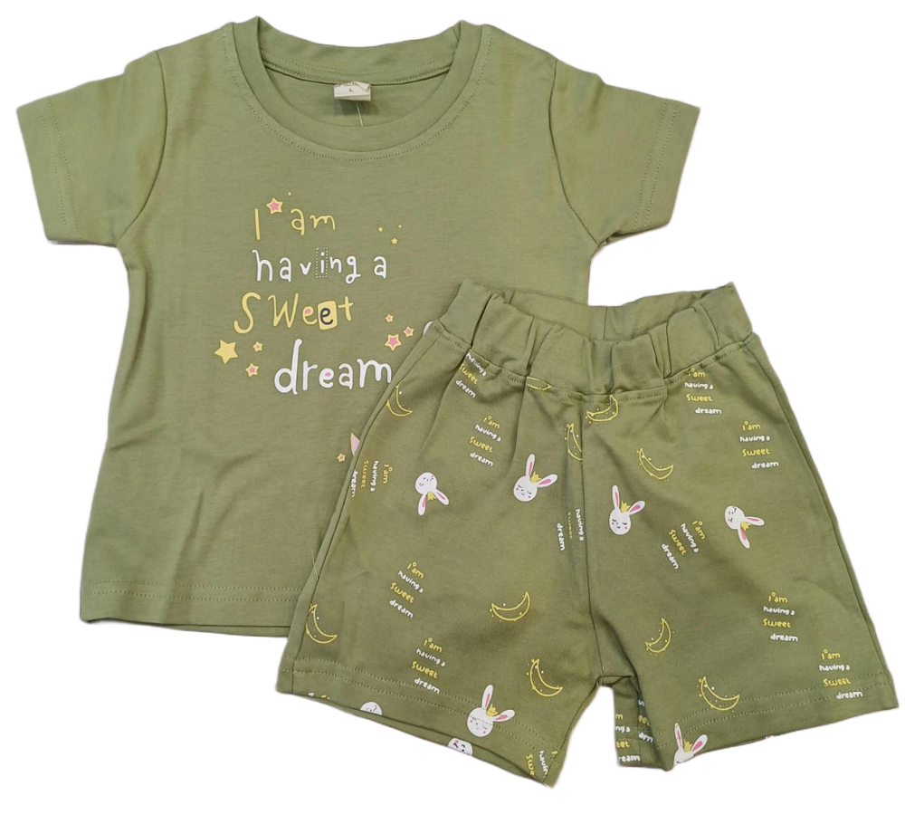 Krunchy Girl Top Short Set Green