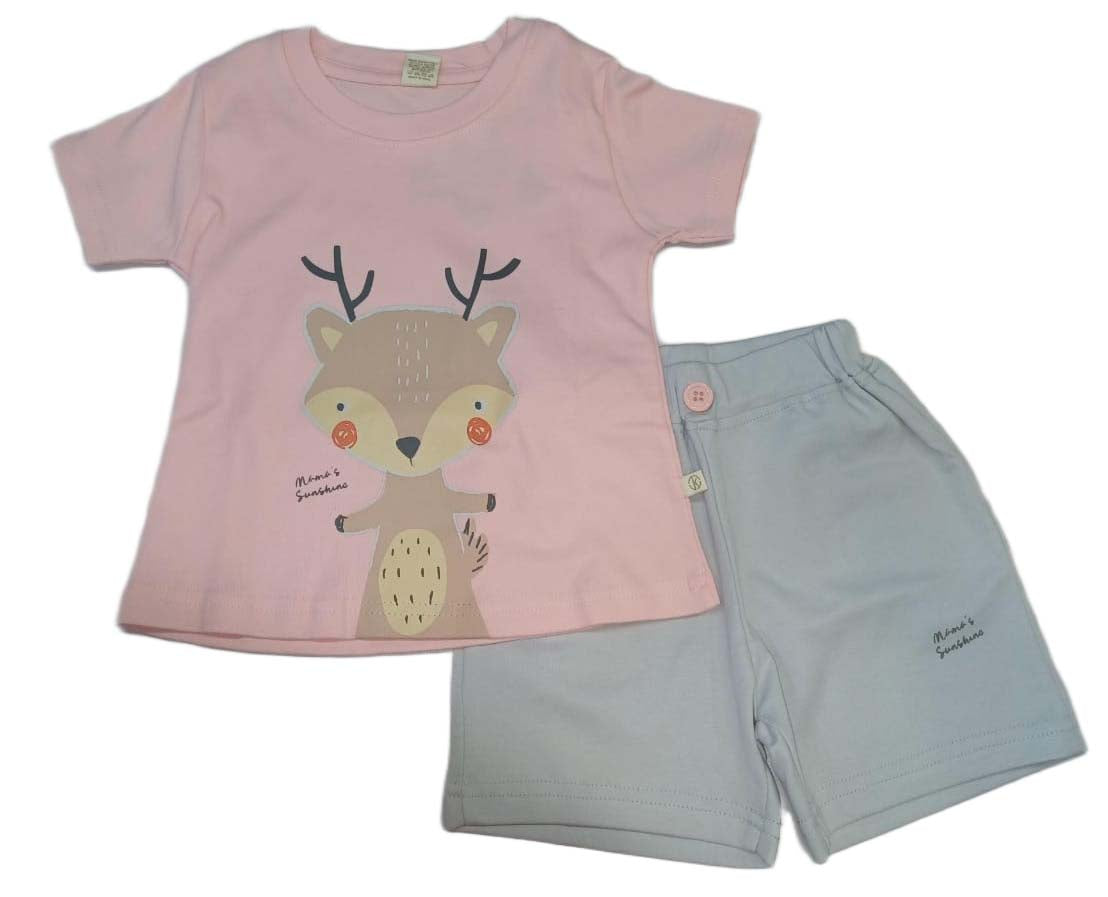 Krunchy Girl Top Short Set Pink