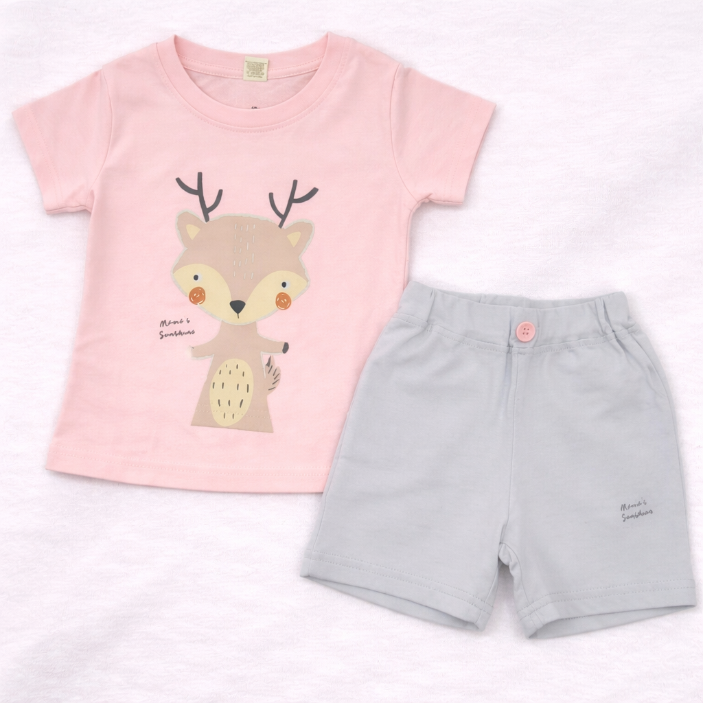 Krunchy Krunchy Girl Top Short Set Pink - Cutypi