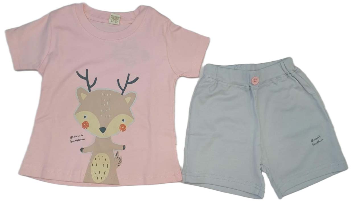 Krunchy Girl Top Short Set Pink