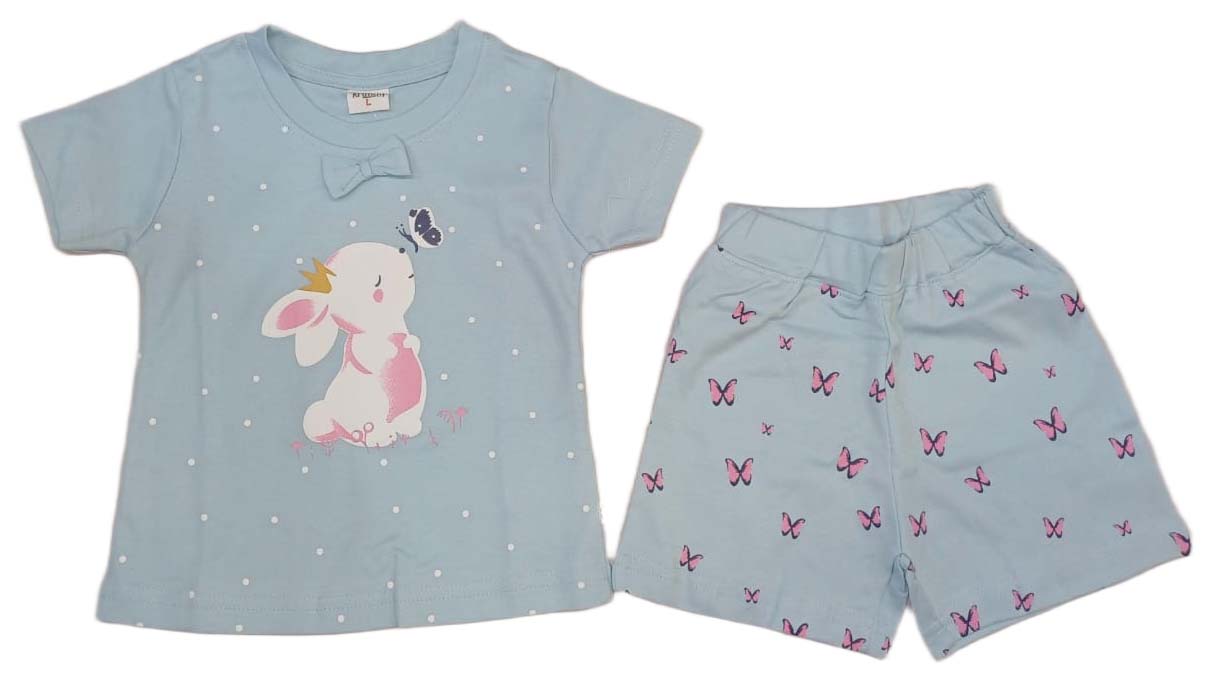 Krunchy Girl Top Short Set Light Blue