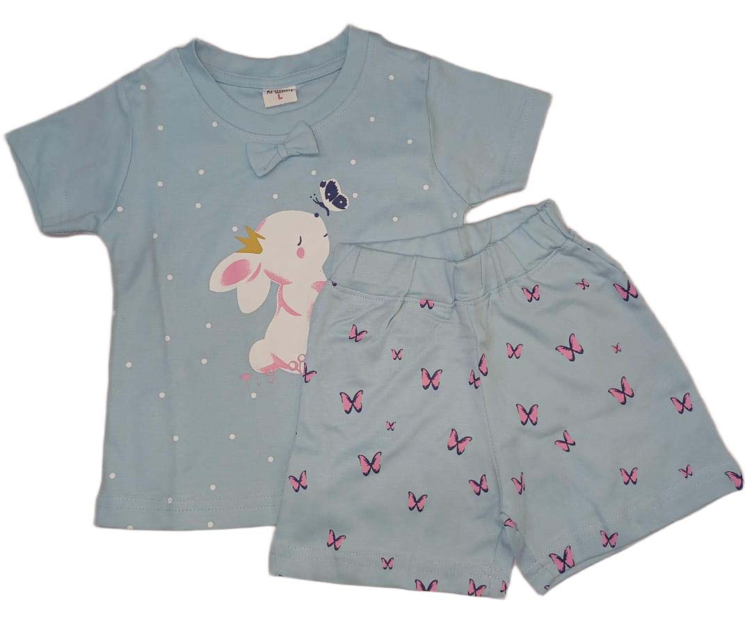 Krunchy Girl Top Short Set Light Blue