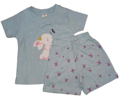 Krunchy Girl Top Short Set Light Blue
