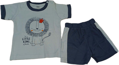 Animal Printed Round-Necked T-shirt Sky Blue