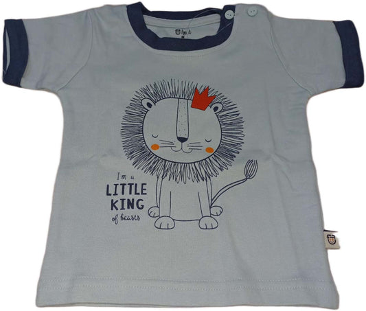 Animal Printed Round-Necked T-shirt Sky Blue