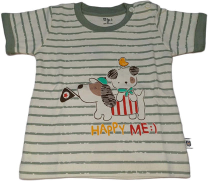 Boys Striped Cotton T-shirt With Shorts Green