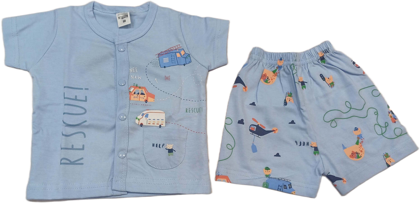 Baby Girl Printed Half Sleeves Top with Short