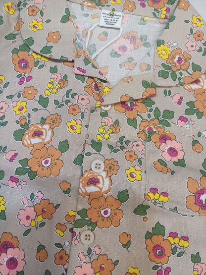 Baby Girl Floral Half Sleeves Top with Short - Biege