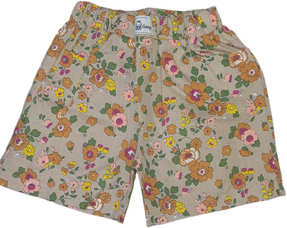 Baby Girl Floral Half Sleeves Top with Short - Biege