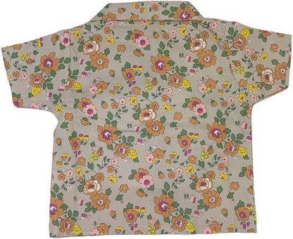 Baby Girl Floral Half Sleeves Top with Short - Biege