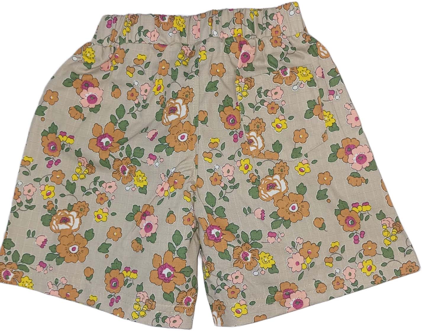 Baby Girl Floral Half Sleeves Top with Short - Biege