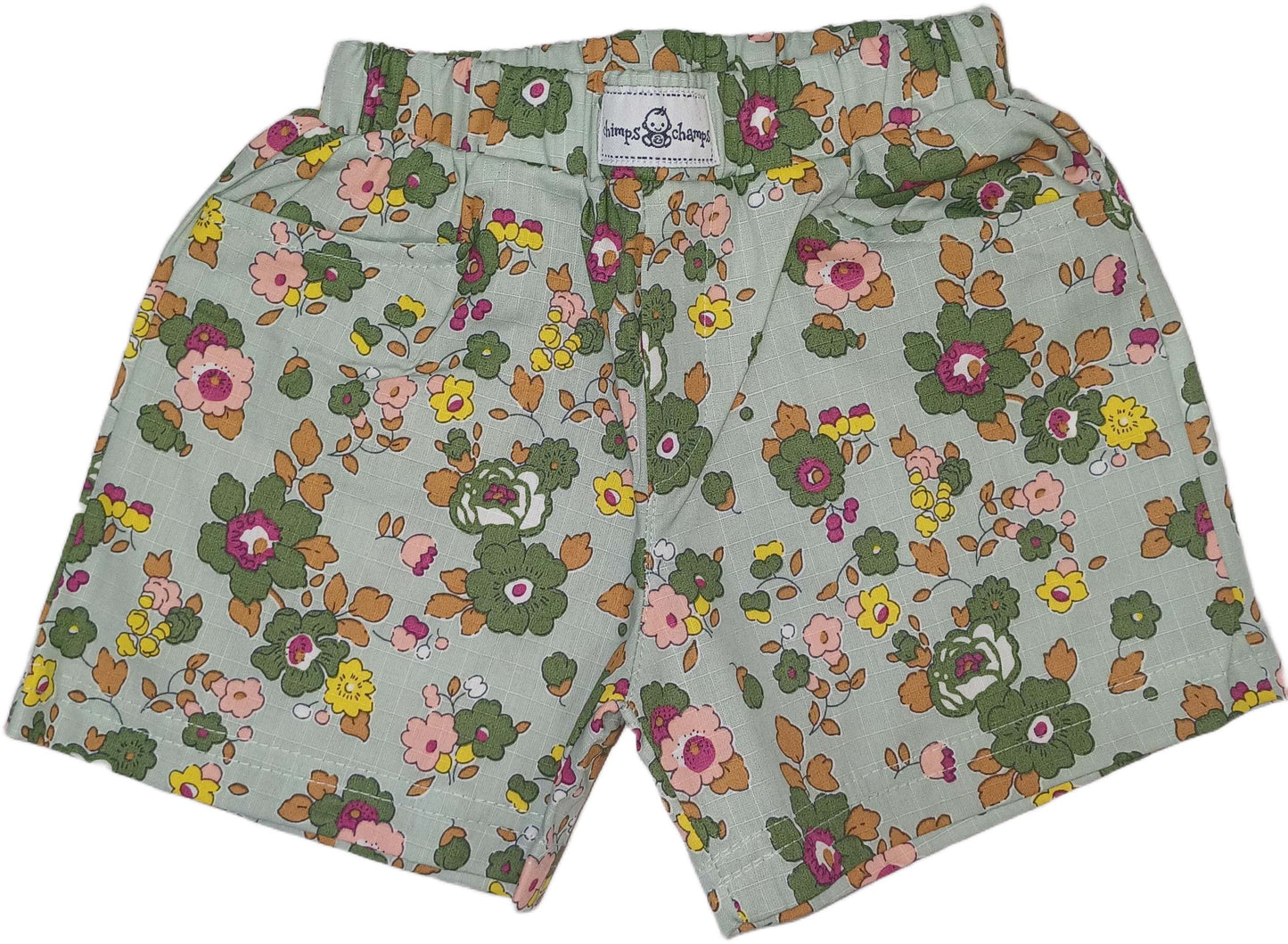 Baby Girl Floral Half Sleeves Top with Short - Green