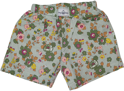 Baby Girl Floral Half Sleeves Top with Short - Green