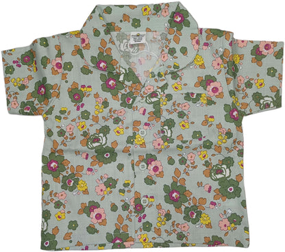 Baby Girl Floral Half Sleeves Top with Short - Green