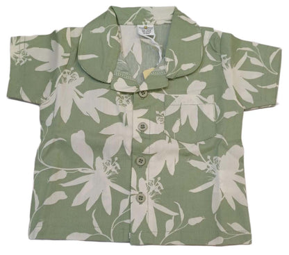 Baby Girl Printed Half Sleeves Top with Short - Green