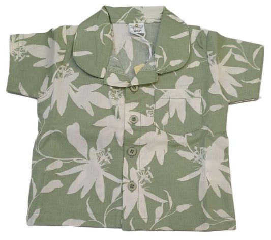 Baby Girl Printed Half Sleeves Top with Short - Green
