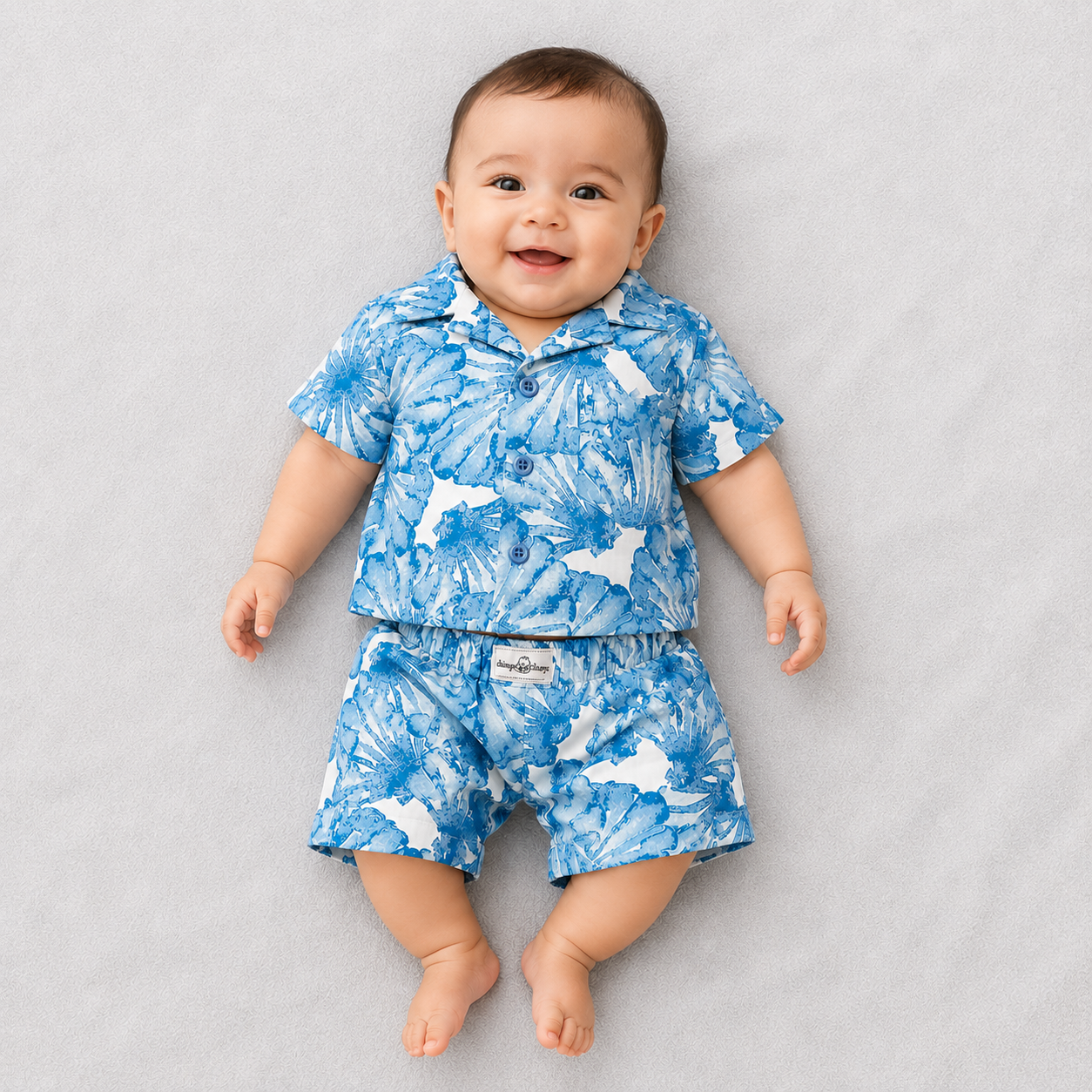 Boys Blue Floral Shirt & Shorts Set | Kids Summer Outfit | Cutypi.com