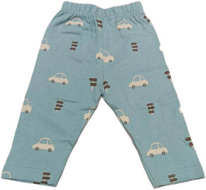 Unisex Cotton Tropical Print Night Suits - Sky Blue