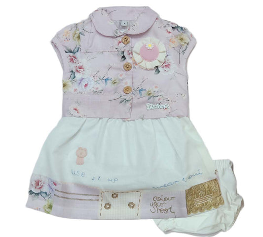 Baby Girl Sleeveless Party Frock with Peter Pan Collor - Pink