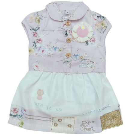 Baby Girl Sleeveless Party Frock with Peter Pan Collor - Pink