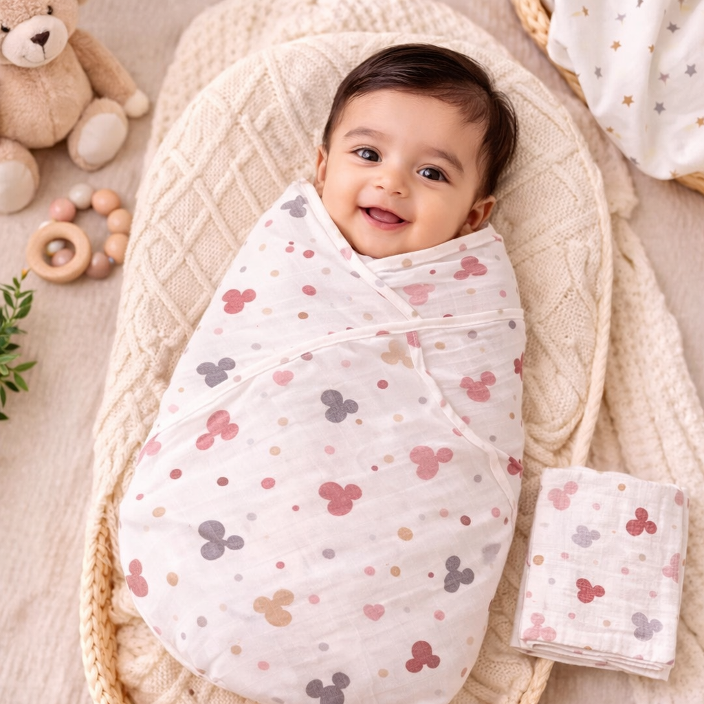 Baby Swaddle Soft Cotton Cartoon Print Lightweight Swaddle Wrap ƒ?? Cutypi