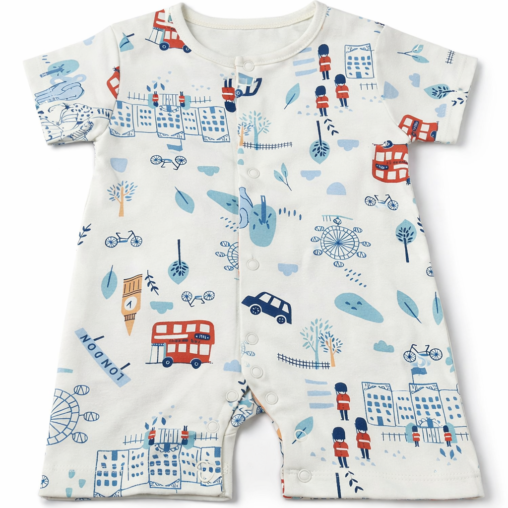 Baby Printed Half Sleeves Romper white