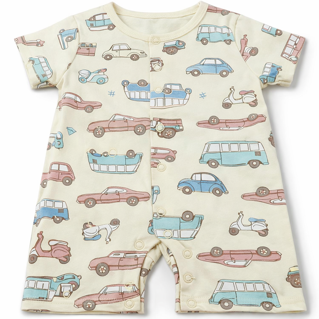 Cucumber Baby Printed Half Sleeves Romper cream - Cutypi
