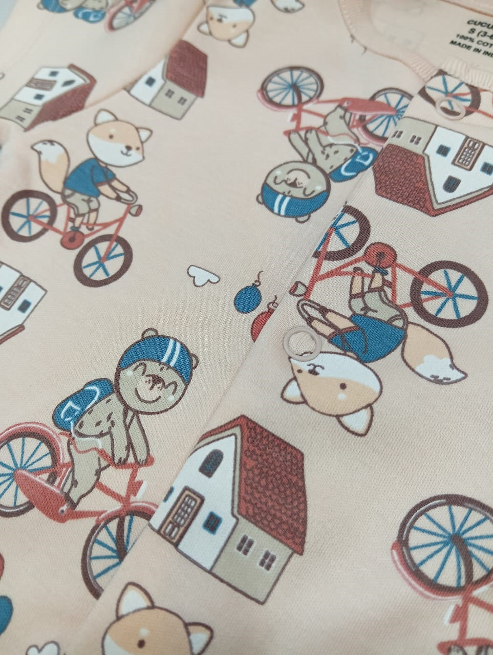 Baby Printed Half Sleeves Romper cream