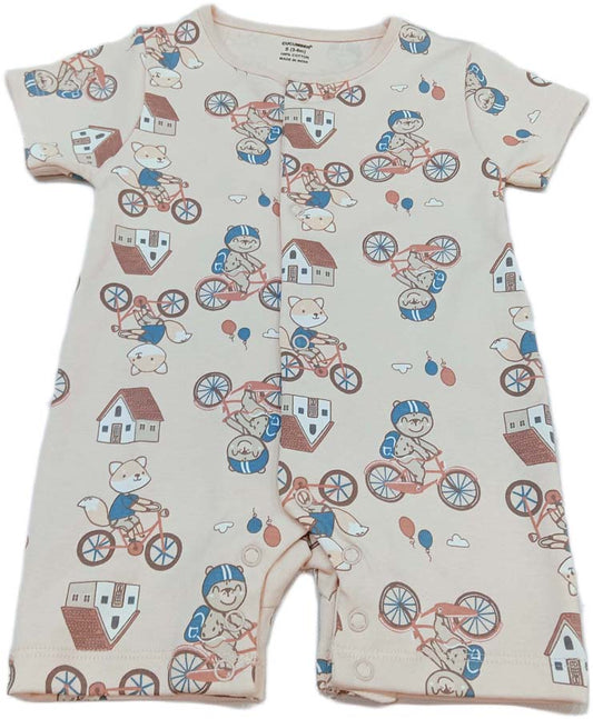 Baby Printed Half Sleeves Romper cream