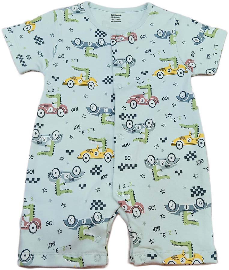 Baby Printed Half Sleeves Romper light blue