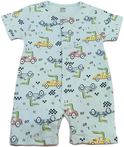 Baby Printed Half Sleeves Romper light blue