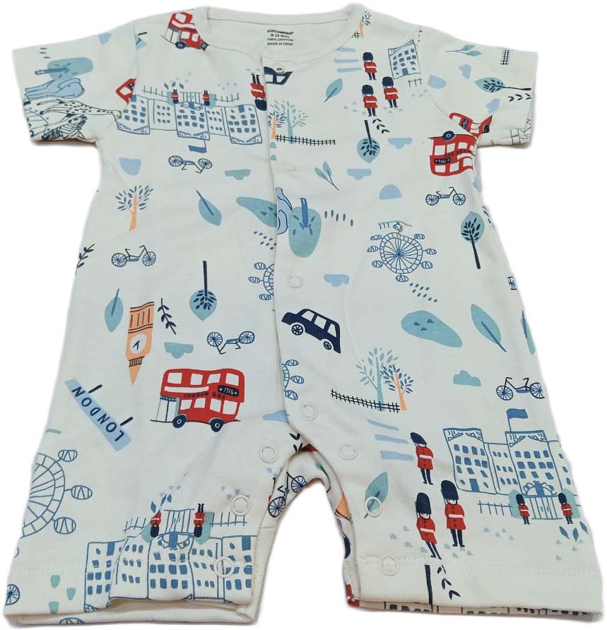 Baby Printed Half Sleeves Romper white