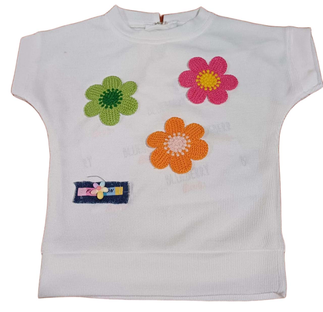 Girls Short Sleeves Floral Print Top & Jeans Set