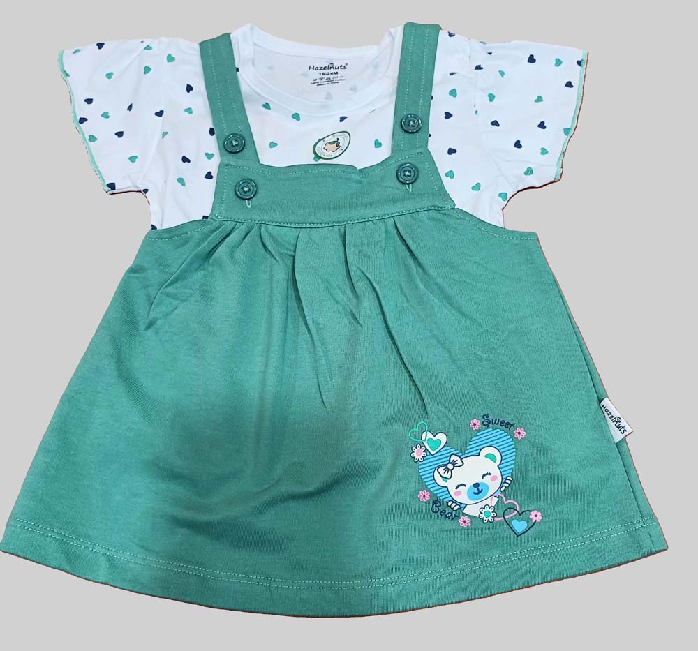 Baby Girl Dungaree Type Frock Green