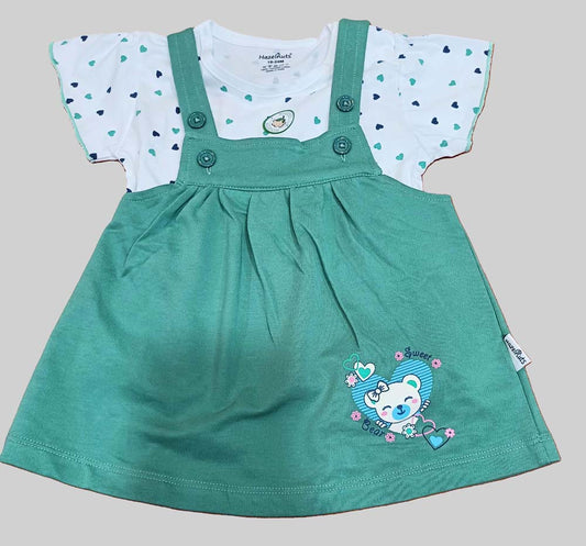 Baby Girl Dungaree Type Frock Green