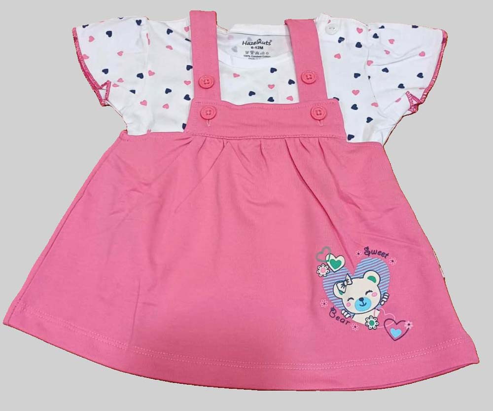 Baby Girl Dungaree Type Frock Pink