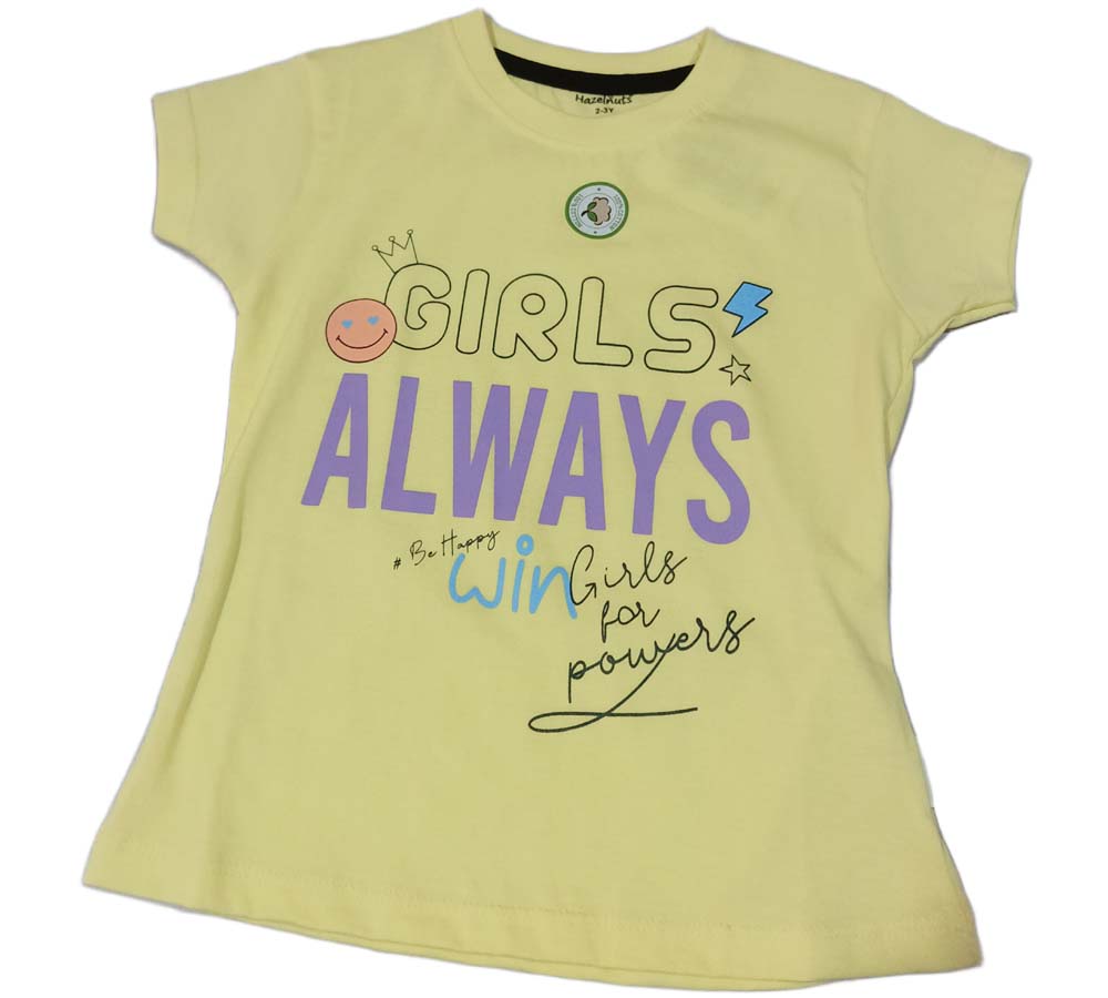Girls Printed Pure Cotton Regular T Shirt