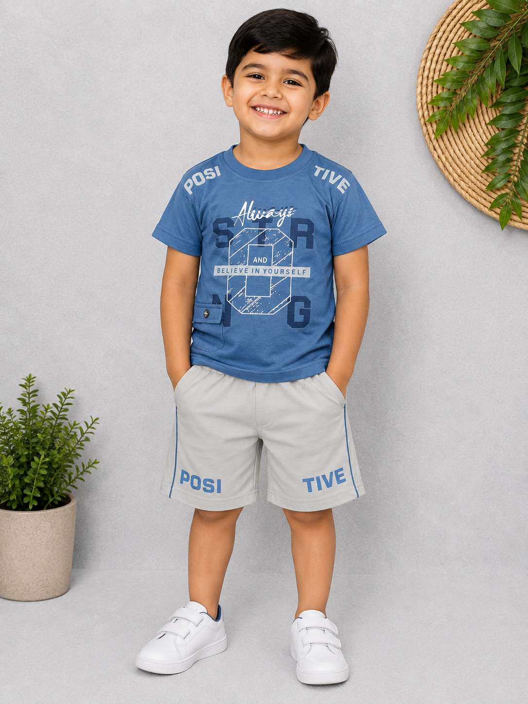 T-Shirt with Pant for Boys - Blue