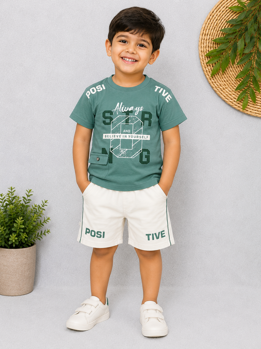 T-Shirt with Pant for Boys - Green