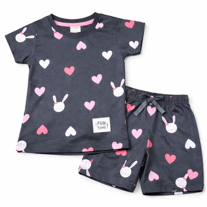 Cucu Cuddles Kids Printed Cotton T-Shirt and Shorts Set Cute Summer Outfit for Girls - Cutypi