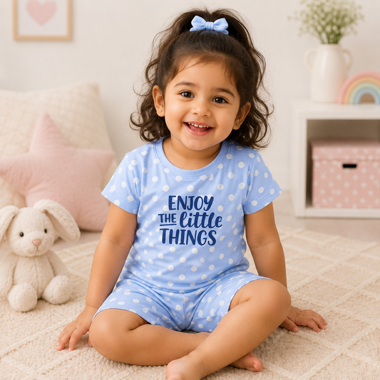 Kids Purple Floral Cotton T-Shirt and Shorts Set Bloom Print Summer Outfit for Girls