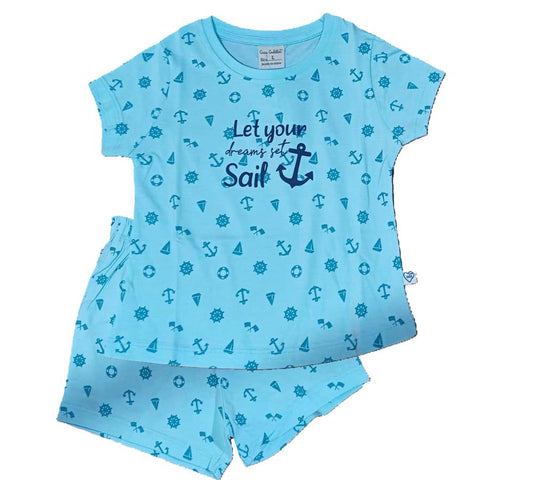 Baby Girl Printed Half Sleeves Top with Short