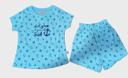 Baby Girl Printed Half Sleeves Top with Short