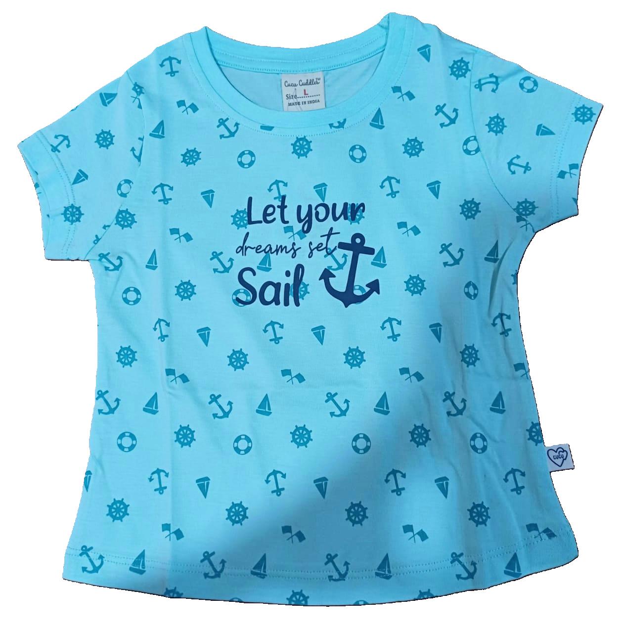 Baby Girl Printed Half Sleeves Top with Short