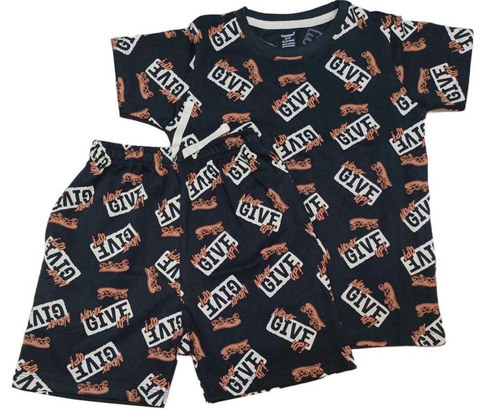 Girls Printed Half Sleeve Cords Set Gray