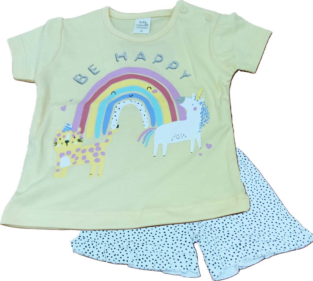 Baby Girl Printed Half Sleeves Top with Short