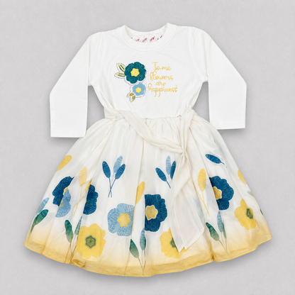 Girls White Floral Printed Party Wear Dress – Cute & Elegant Style